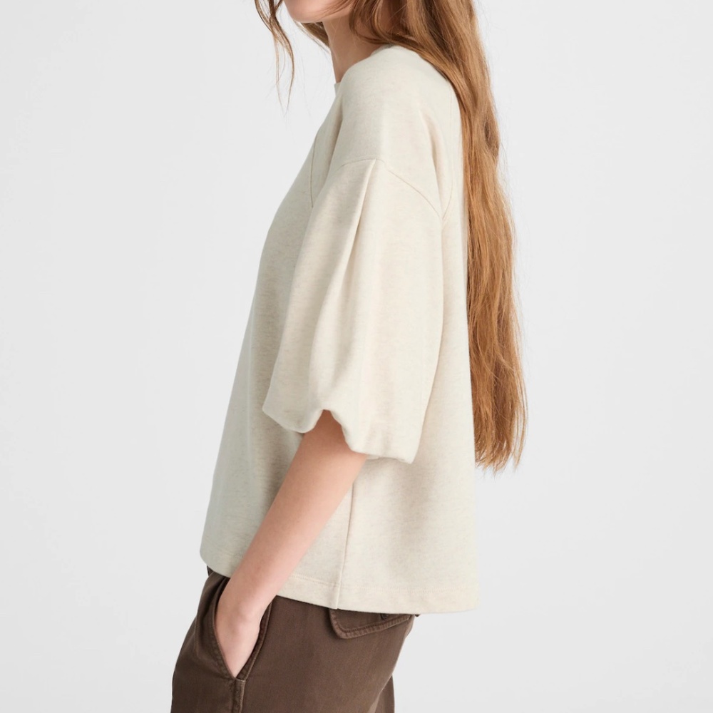 Madewell Puff-Sleeve Sweatshirt Tee – Black / Large - Picture 11 of 12